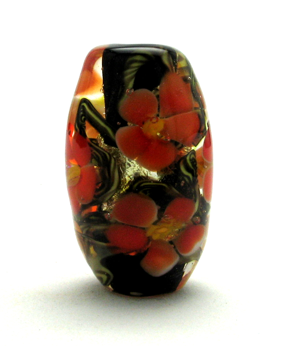 Encased Orange Flower Bead
