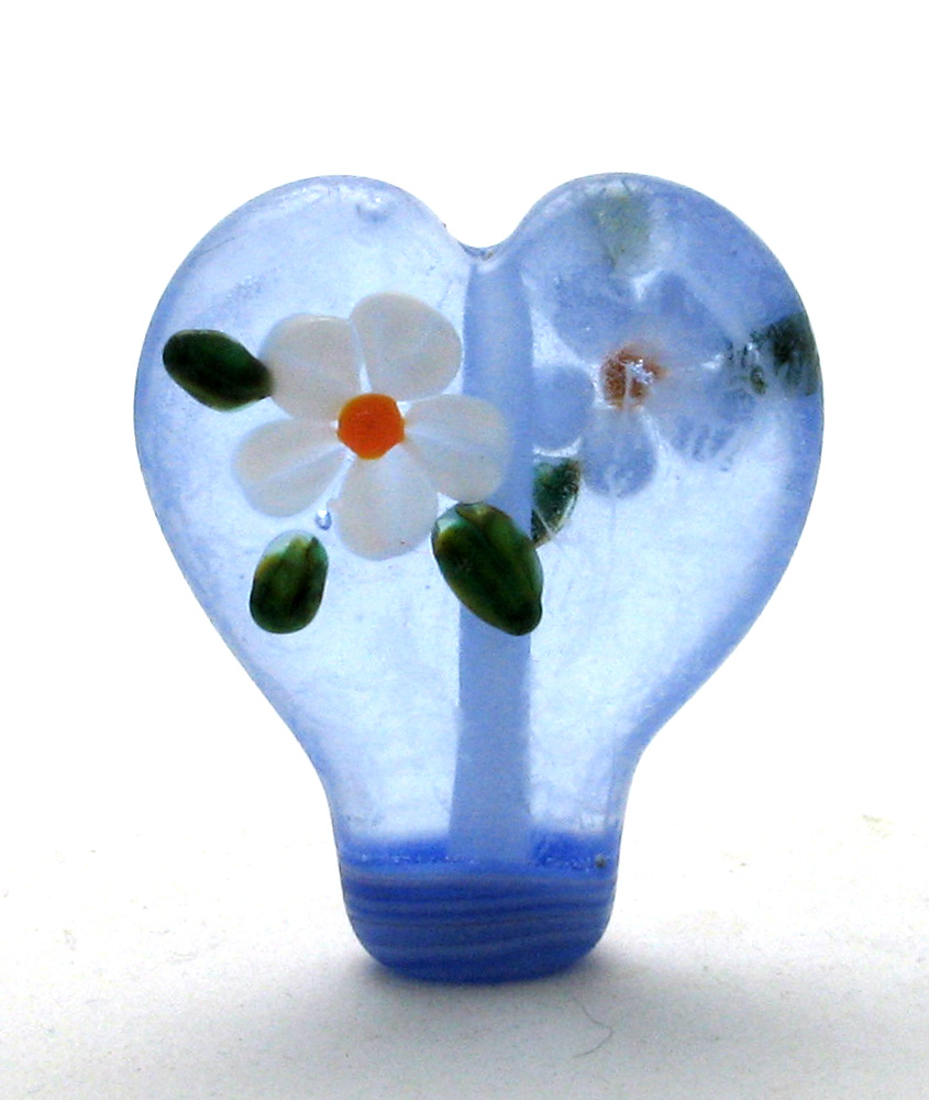 Etched Blue Heart Bead