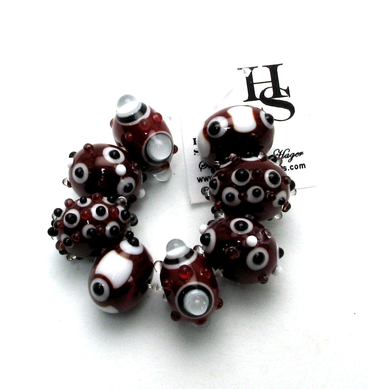 Red, black and white beads