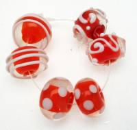Encased Orange with White Handmade Lampwork Bead Set