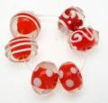 Beads - Lampwork Bead Sets - Encased Orange with White Handmade Lampwork Bead Set