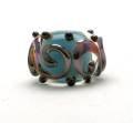 Beads - Lampwork Bead Sets - Encased Turquoise Bead with Lustre Glass Scrolls