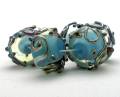Encased Turquoise Bead with Lustre Glass Scrolls