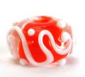 Encased Orange with White Handmade Lampwork Bead Set