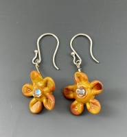 Small Flower Earrings: Pumpkin Orange
