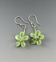 Small Flower Earrings: Green
