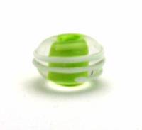 Encased Spring Green Handmade Lampwork Art Glass Beads with White Spirals