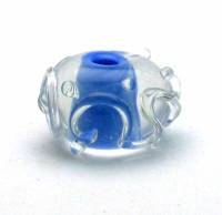 Encased Periwinkle Blue Handmade Lampwork Bead with Crystal Scrolls