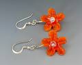 Small Flower Earrings: Red-Orange - Image 1