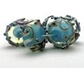 Encased Turquoise Bead with Lustre Glass Scrolls - Image 2