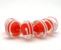 Encased Orange Handmade Lampwork Art Glass Beads with White Spirals - Image 2