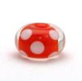 Encased Orange Handmade Lampwork Art Glass Beads with White Melted Dots