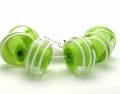 Encased Spring Green Handmade Lampwork Art Glass Beads with White Spirals - Image 2