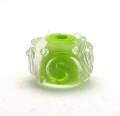 Encased Spring Green Handmade Lampwork Art Glass Beads with Crystal Scrolls - Image 1