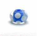 Encased Periwinkle Blue Handmade Lampwork Bead with White Dots - Image 1