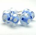 Encased Periwinkle Blue Handmade Lampwork Bead with White Dots - Image 2