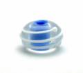 Special Designer Coordinated Series - Bright and White - Encased Periwinkle Blue Handmade Lampwork Bead with White Spirals