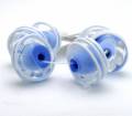 Encased Periwinkle Blue Handmade Lampwork Bead with White Spirals - Image 2