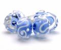Encased Periwinkle Blue Handmade Lampwork Bead with White Scrolls - Image 2