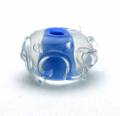 Special Designer Coordinated Series - Bright and White - Encased Periwinkle Blue Handmade Lampwork Bead with Crystal Scrolls