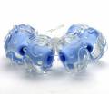 Encased Periwinkle Blue Handmade Lampwork Bead with Crystal Scrolls - Image 2