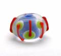 Encased Periwinkle Blue Handmade Lampwork Bead with Orange, Spring Green and White - Image 1